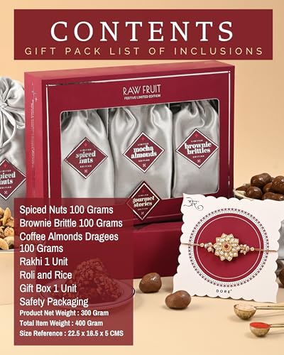 Image of Hyperfoods Rakhi For Brother Gift For Brother 300 Grams Chocolate Gift Pack Whispering Petals Rakhi with Roli & Rice