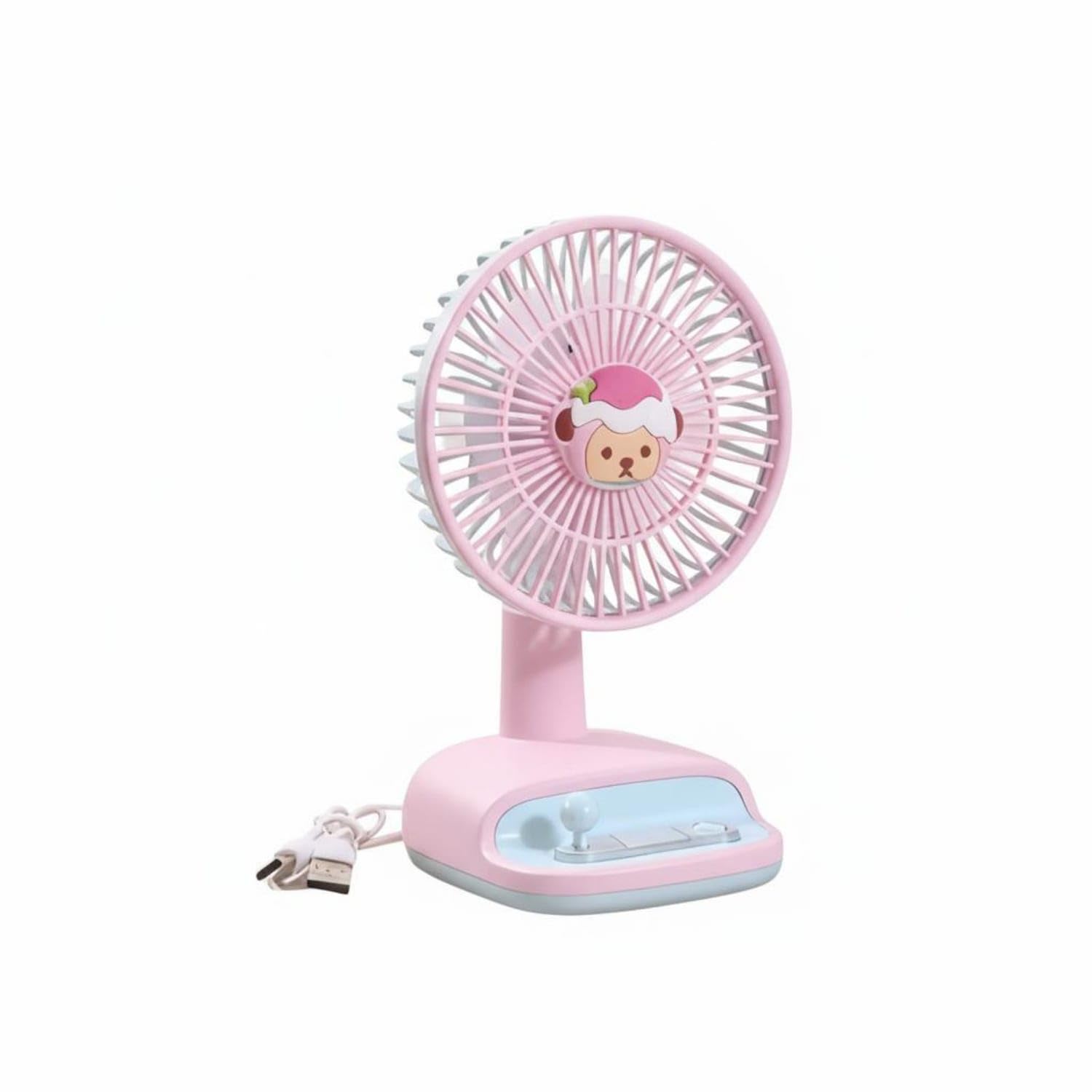 3-Speed Adjustment Cartoon Desk Fan Compact Size Cute Creature Desk Fan Quiet Operation Handheld and Desktop Use for Students, Kids, Office, Bedside, Dorm Room, Travel, Pink, Hat-image-7