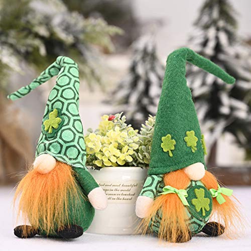 image for Vicetion 2 Pcs Green Gnomes St. Patricks Day Leprechaun Swedish Gnome 