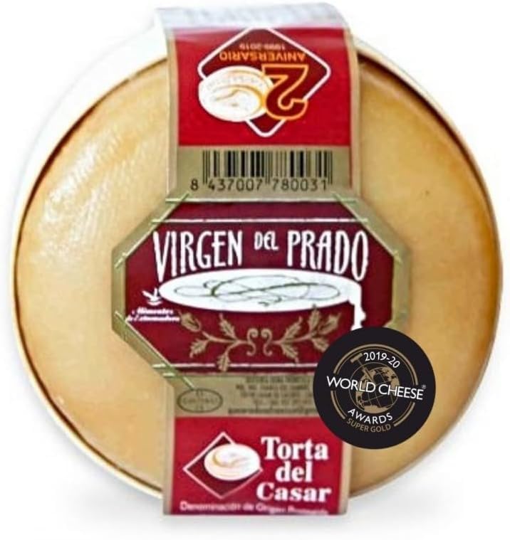 Torta del Casar D.O.P. Virgen del Prado 620 g – Queso de Oveja Untable, Leche Cruda – Queso Tradicional Extremeño con Denominación de Origen Protegida – Artesano y Gourmet
