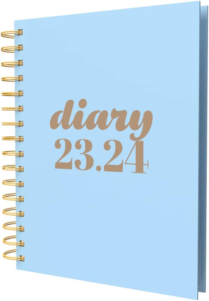 Collins Debden Debden Scandi Academic 2023-24 A5 Day To Page Mid Year Diary Planner School, College or University Term Journal - August 2023 to August 2024 - Blue - PW51M.57-2324, Light Blue