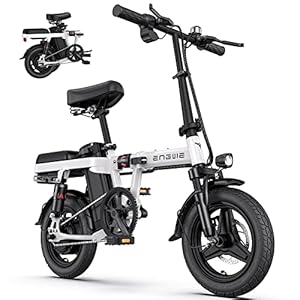 Engwe T14 E-bike, Elektrische Fiets, Vouwfiets, 14 inch Stadsfiets met Led-display, 48 V/10 Ah Accu, Bereik tot 50 km, 25 km/u, Vouwpedelec met Schokdemper voor Tieners en Volwassenen (Wit)
