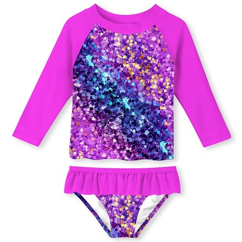 Image of UNIFACO Toddler Girls Swimsuit Rashguard Set Summer Beach Breathable Tankini with UPF 50+ Sun Protection 2-8T