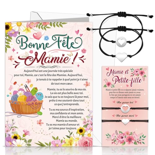 DPKOW Idee Cadeau Mamie Petite-Fille Bracelets Cartes avec Enveloppe Fête des Grand-Mère Cadeau, Bonne Fête Mamie Carte de Vœux Bracelets Mamie Petite Filles Fête des Grand Mère Bracelets DPKOW Idee Cadeau Mamie Petite-Fille Bracelets Cartes avec Enveloppe Fête des Grand-Mère Cadeau, Bonne Fête Mamie Carte de Vœux Bracelets Mamie Petite Filles Fête des Grand Mère Bracelets
