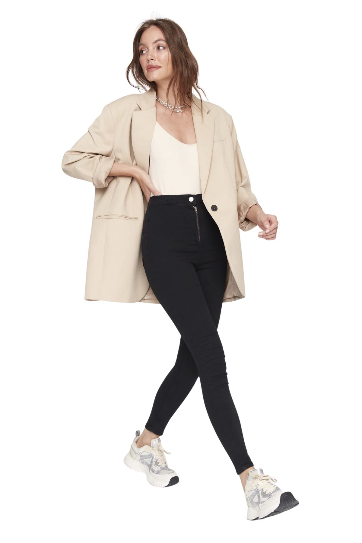 Trendyol Man High Waist Skinny Jeans, Black, 38