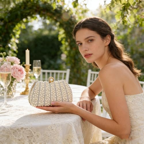 Image of Women's Evening Handbags Pearl Clutch Purse Beaded bag Bridal Clutch wedding Purse
