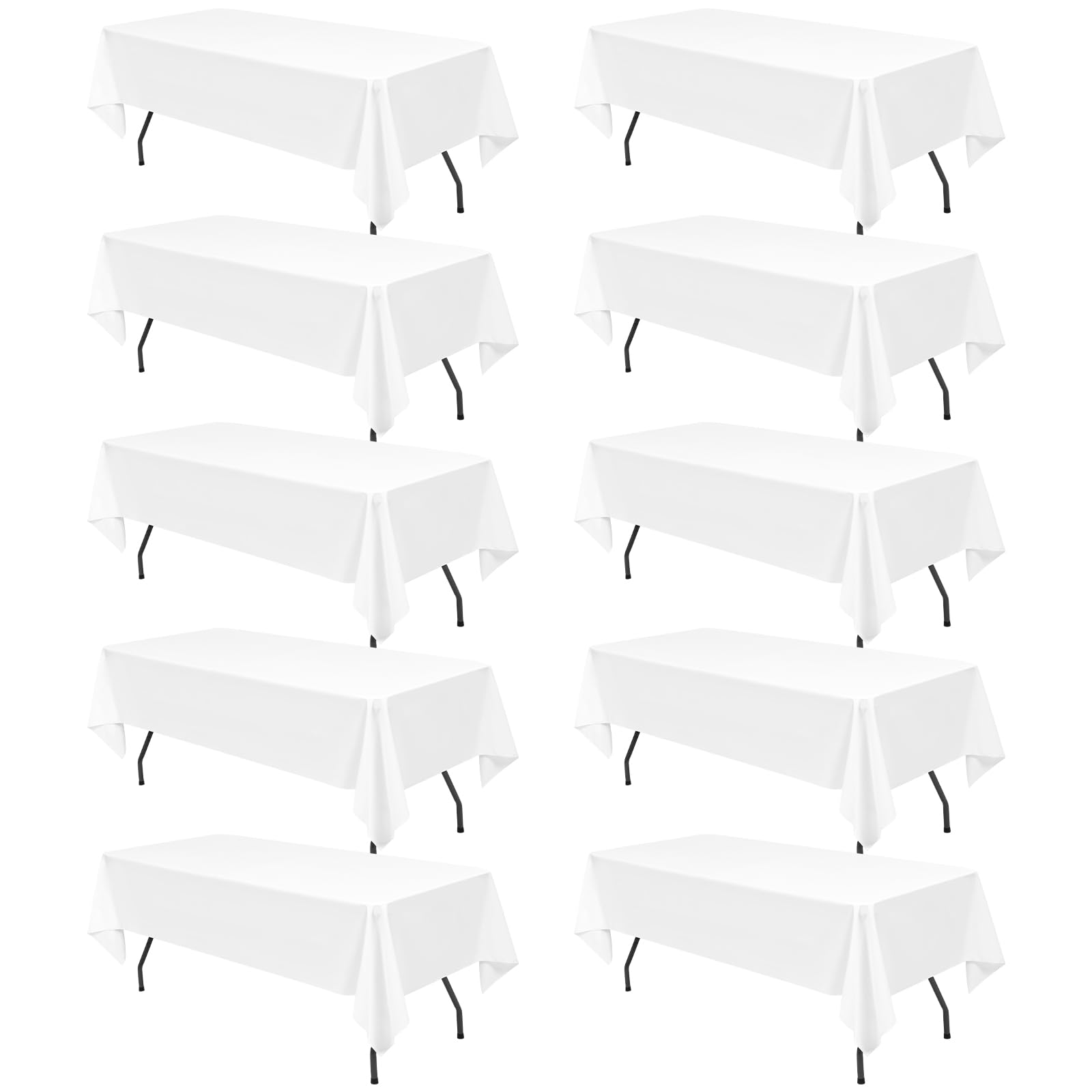 FXKS 10 Pack White Tablecloth 153 x 260 cm, Rectangle 6 FT Table Cloth, Stain and Wrinkle Resistant Washable Polyester Red Tablecloths for Dining Table, Buffet Parties and Wedding
