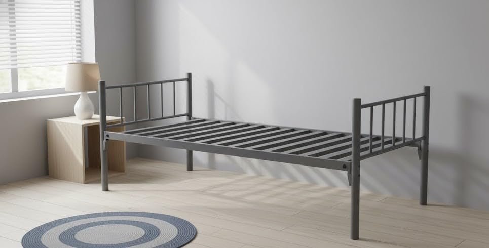 Furniture4Us Heavy Duty Single Metal Steel Bed Dimension 90x190 Centimeters Without Mattress