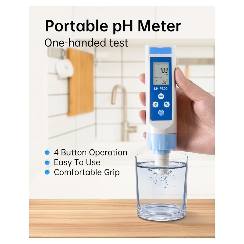 Probador de PH Digital 0.01 Alta Precisión ATC, Rango 0-14 IP65 A Prueba de Agua para Acuicultura de Piscinas de Agua y Cosméticos