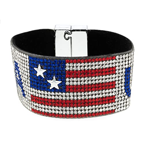 Madison Tyler American Flag Bracelets for Women | Red White Blue Stretch Beaded Bracelets | 4th of July Patriotic Independence Day Jewelry