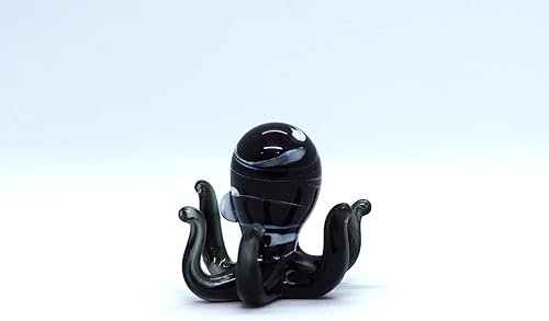 Miniatura 6 de Pulpo diminutas micro figuras sopladas a mano de vidrio de color arte animales coleccionables regalo decoración del hogar (negro) Negro,Negro