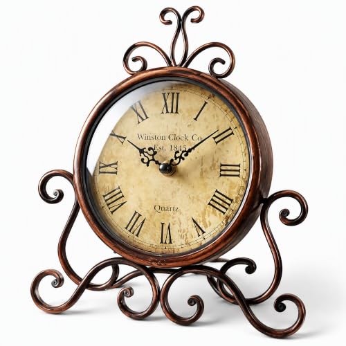 Itigoitie Vintage Retro Alarm Clock,Battery Operated,Silent Sweep Second Movement,Metal and HD Glass Material,Non Ticking for Bedroom,Bedside, Desk,Shelf(No Battery Included)