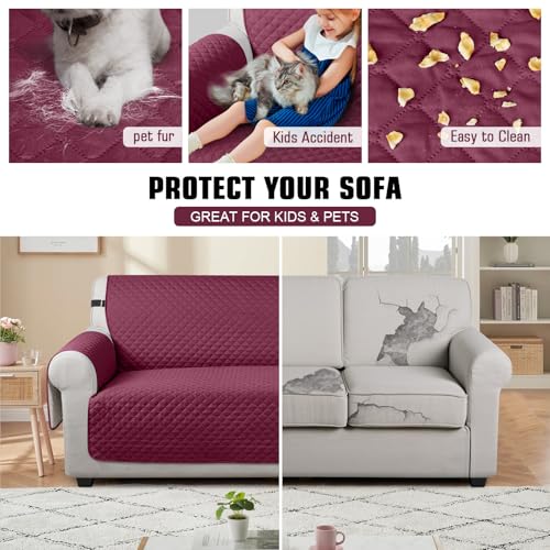 Image of TAOCOCO Sofa Covers 3 Seater, Settee Covers, Sofa Slipcovers, Pet Couch Covers, Non Slip Sofa Covers, Washable Sofa Protectors for Dogs, Red