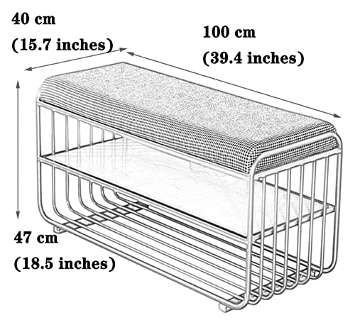 Banc de rangement pour chaussures doré 80 cm avec coussin - 4