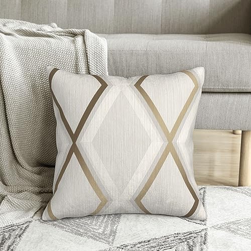 Housse de coussin en velours côtelé imprimé géométrique ivoire doré canapé lit - 8