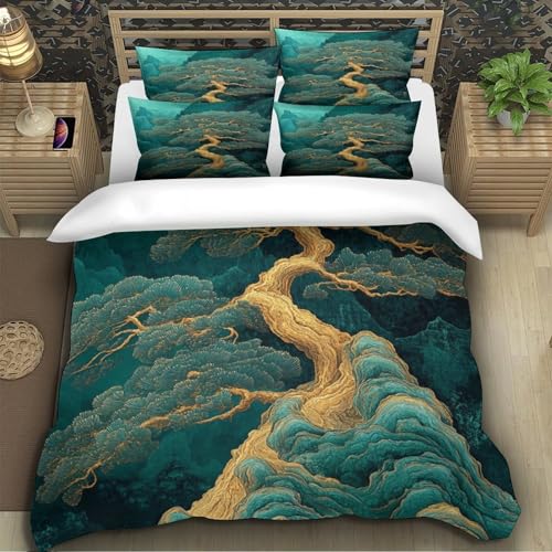 Housse de couette montagne avec éclair dissimulé microfibre 3D