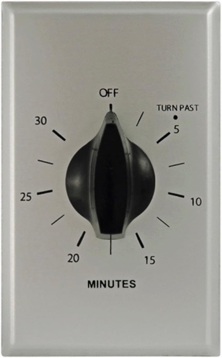 MarkTime 93302 Commercial Grade in-Wall Timer, 30 Minutes, Brushed Aluminum