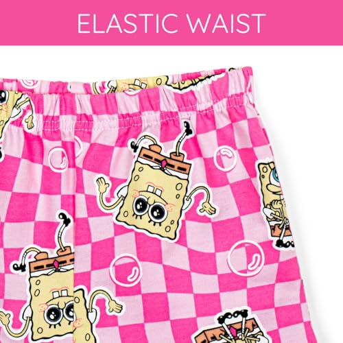 Image of SPONGEBOB SQUAREPANTS Girls Ribbed T-Shirt and French Terry Shorts Outfit Set Toddler to Big Kid Sizes (2T - 18-20)