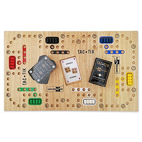 TAC★TIK Spiel für 2 bis 6 Spieler ab 7 Jahren, Gesellschaftsspiel Familien, handwerkliche Herstellung aus massivem Holz, ökologisch unbedenklich, modulares Tablett, französische Marke Le Délirant®.