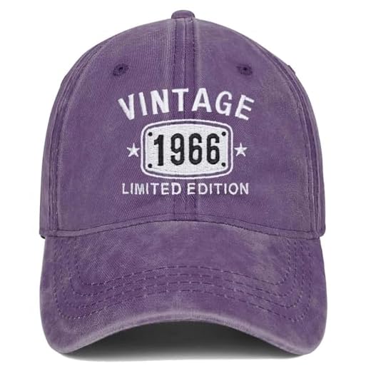 60th Birthday Gifts for Men Women 1966 Hats Vintage 60 Year Old Embroidered Baseball Cap Purple