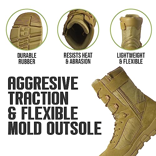 Ad Tec Tactical Boots For Men - Leather Tactical Military Boots With Zippers On Sides, Composite Safety Toe Boots With Oil & Slip Resistt Outsole, Combat, Police, Service Gear 5
