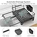 GSlife Large Dish Drying Rack 2 Tier, Expandable Kitchen Dish Drainer for Pots and Pans, 360° Swivel Spout, Rust-Resistant Metal Dish Rack with Utensil & Cup Holder, 16.9
