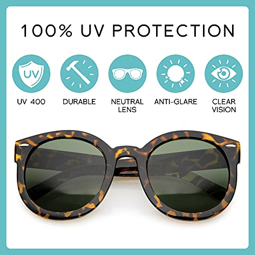 zeroUV - Round Retro Oversized Sunglasses for Women with Colored Mirror and Neutral Lens 53mm2