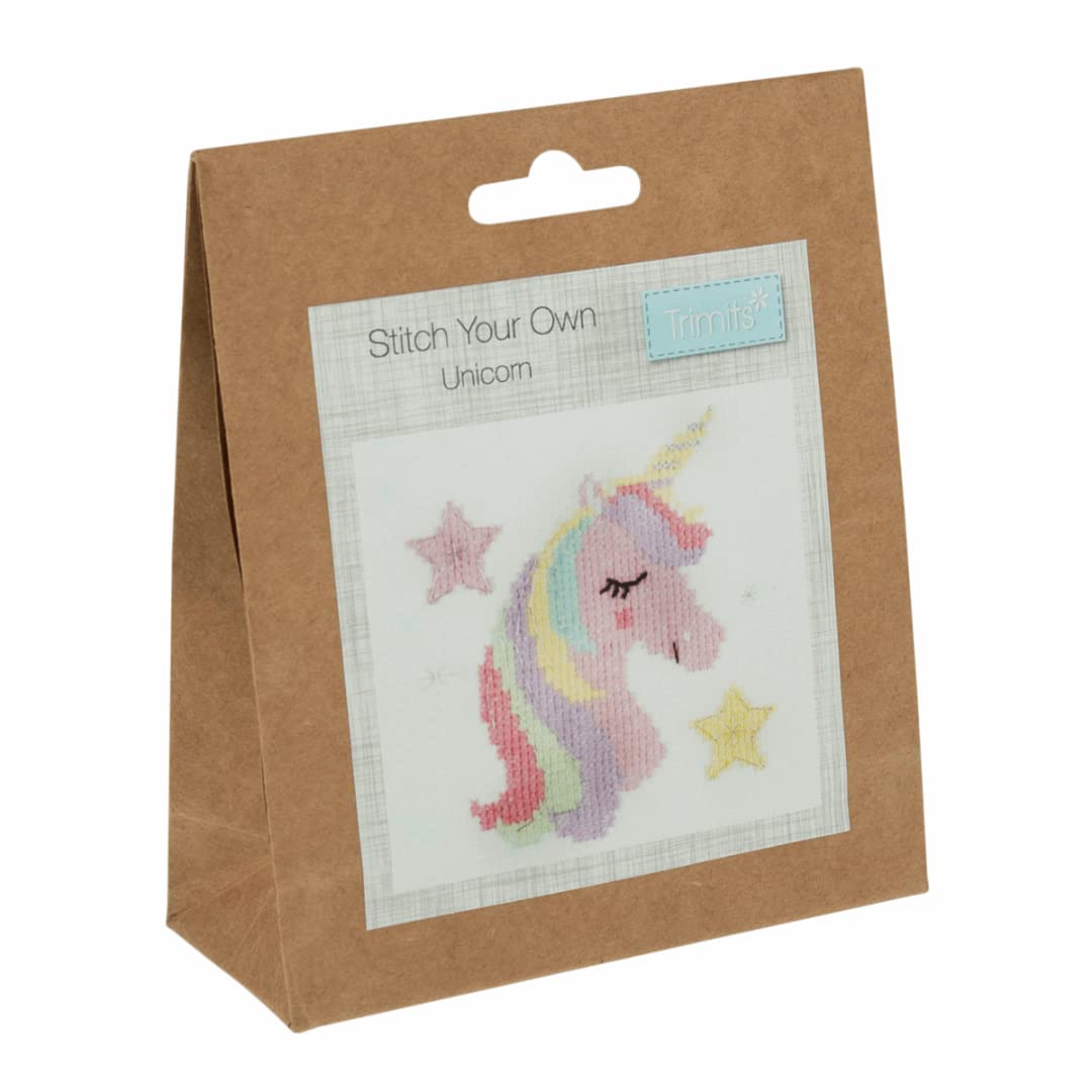 Trimits Mini Counted Cross Stitch Kits, 13 x 13cm (5 x 5in), Unicorn