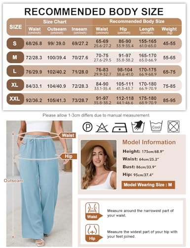 Image of Linen Pants for Women Flowy Palazzo Pants Boho High Waist Wide Leg Trousers Summer Beach Vacation Outfits 2026