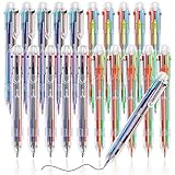 LABUK 20pcs Multicolor Ballpoint Pen 0.5mm 6-in-1 Transparent Barrel Ballpoint Pen for Office School