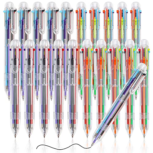 Labuk 20Pcs Multicolor Ballpoint Pen 0.5Mm 6-In-1 Transparent Barrel Ballpoint Pen For Office School Supplies Students Children Gift #TOP16