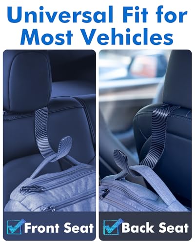 Image of XL Hard Hat Holder for Truck, Carbon Fiber Style Headrest Hooks, 2PK