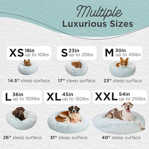 Image of Best Friends by Sheri Original Calming Donut Dog and Cat Bed, Shag Faux Fur, Frost Gray, XXL (54in x 54in) - Anxiety Relief for Pets Up to 210 lbs
