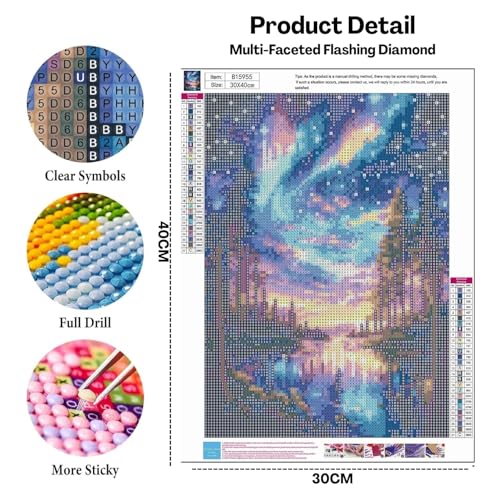 Image of Flavizo Diamond Painting Kit for Adults, DIY Craft with Drill Rhinestones Canvas, Creative Diamonds Artwork, Handmade Decoration Sparkling Home Wall Display (Dark Forest)