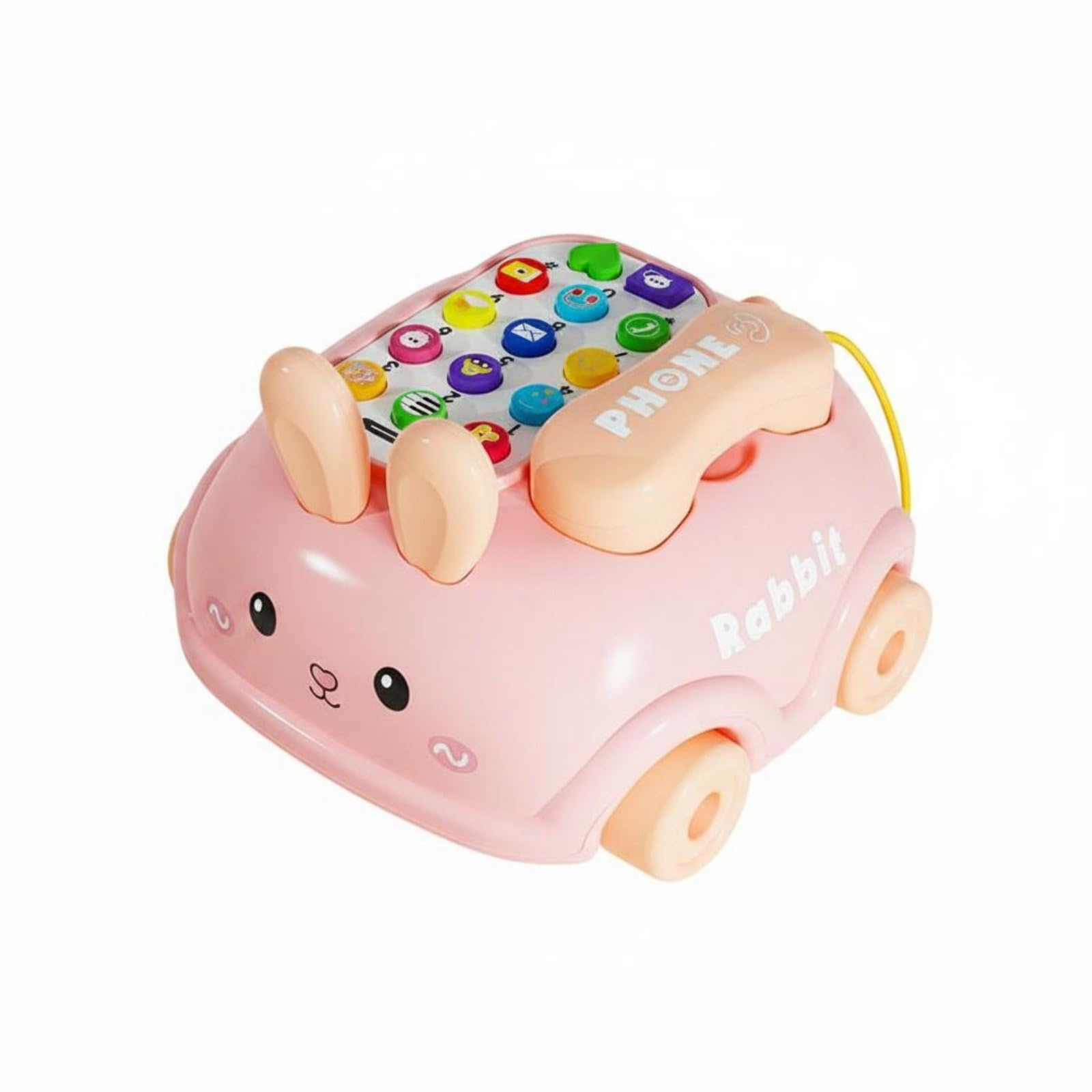 Early Education Musical Story Phone Cute Creature Design Bunny Toy Imaginative Play Rabbit Telephone English Learning for Toddlers, Babies, At Home, Playroom, Pink, Battery | Home-image-31