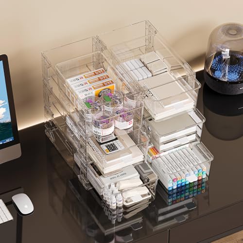 Image of clear Drawer-Type Plastic Storage Box Bins Organizer,Family First Aid Kits Medicine cabinet Box Organizer,Closet ,Shelf,Ointments, Adhesive Bandages,Cosmetics,Office Items (clear, ZZ6L)