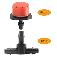 Vista 2 de XINGYHENG Gotero de flujo ajustable de caída de botón de 8 agujeros, con 40 conectores en T, rociadores de rociadores, boquilla emisora integral