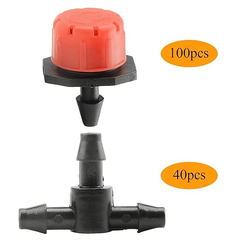 Miniatura 2 de XINGYHENG Gotero de flujo ajustable de caída de botón de 8 agujeros, con 40 conectores en T, rociadores de rociadores, boquilla emisora integral,