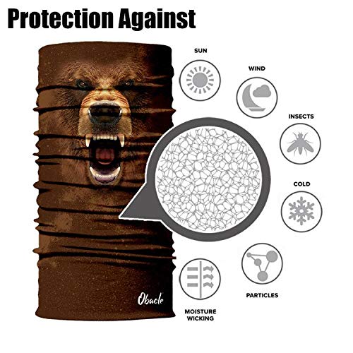 Obacle Animal Half Face Mask Sun Dust Wind Protection Durable Breathable Seamless Face Mask For Men Women Thin Neck Gaiter For Outdoor Sports (Bear Open Mouth Brown) #TOP7