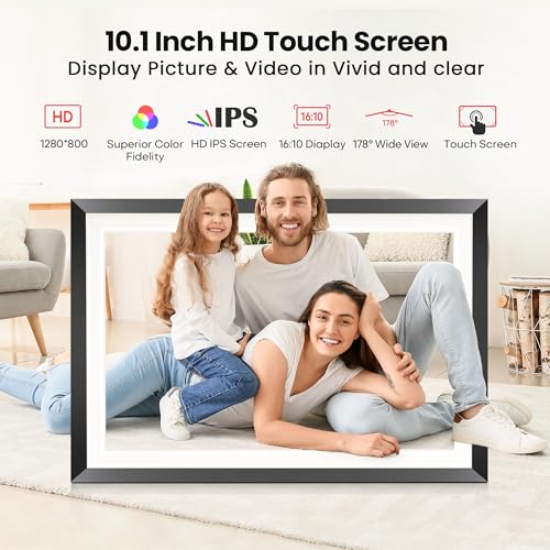 Image of RCA 10.1 inch WiFi Digital Picture Frame, Electronic Photo Frames 32GB Storage, HD IPS Touch Screen WiFi Frame /Auto Rotate /Wall Mounted, Easy Setup in Uhale App to Share Photo /Video Anytime (Black)