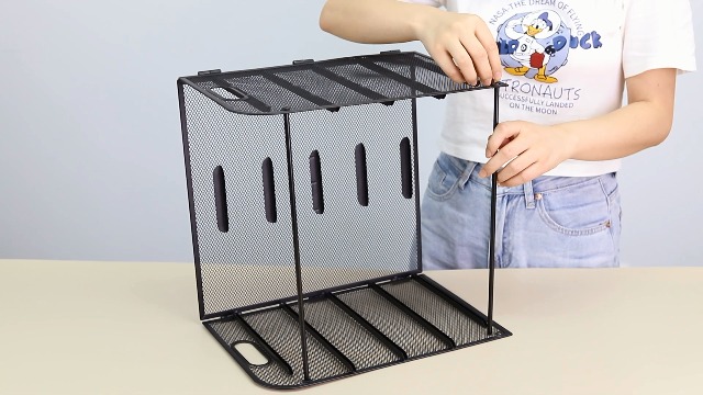 PLSOPPKG 5-Tier Metal Mesh Desk Organizer With Handle - A4 Paper Tray, File Sorter For Home Office