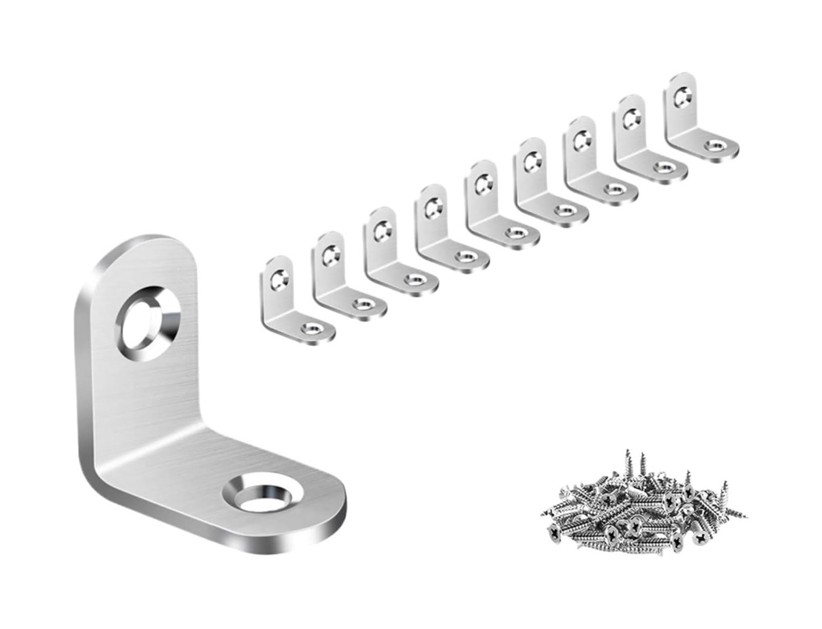 Angle Brackets, L Brackets Stainless Steel Right Angle Corner Brace with Screws(S-Silver 20x20 10pcs)