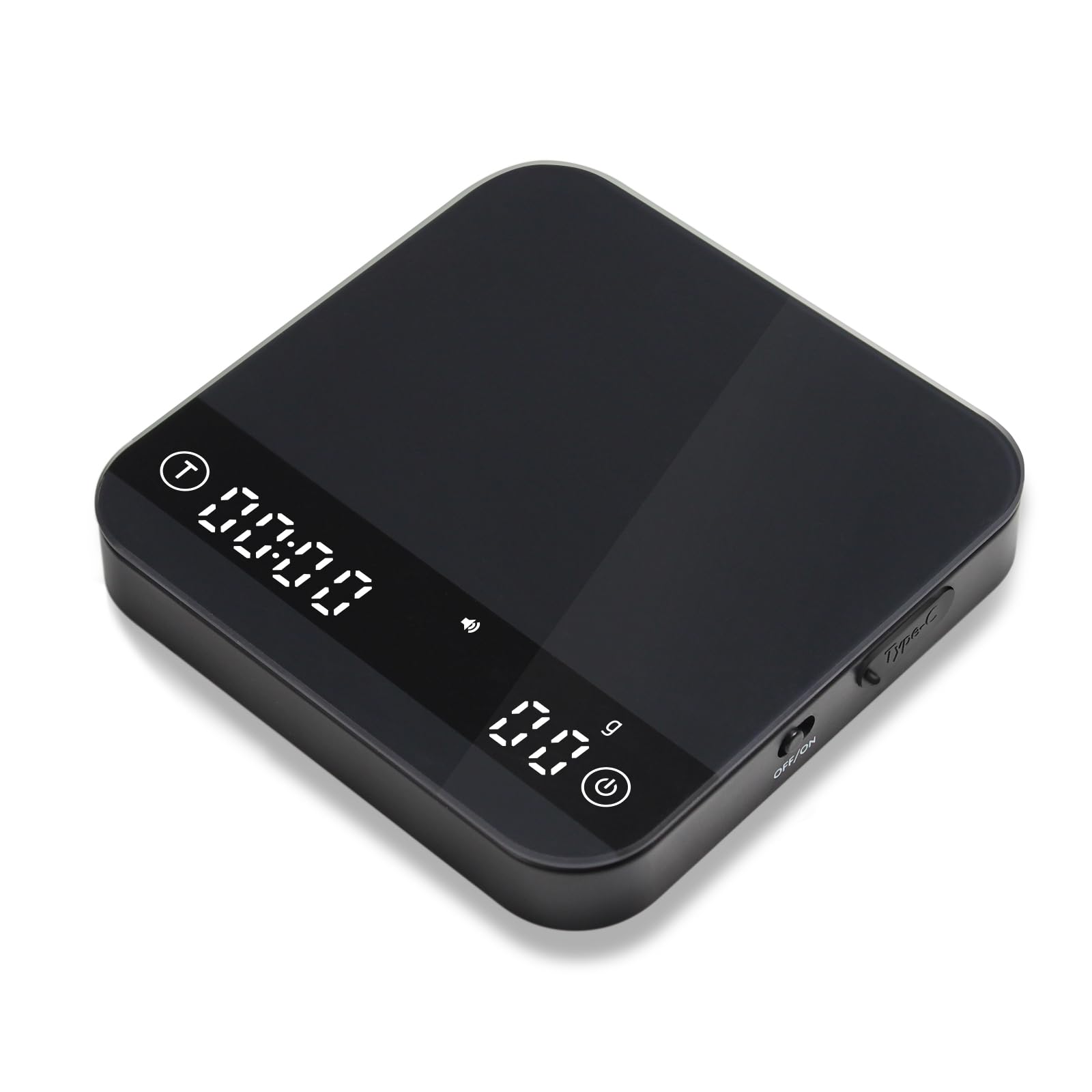Coffee Scales, 4 Modes 0.1g High Precision Mini Coffee Scales with Timer, Espresso Scale with Touch Sensor Button, Rechargeable Digital Bratista Scales for Pour Over Kitchen Weighhing, Max 2kg, Black