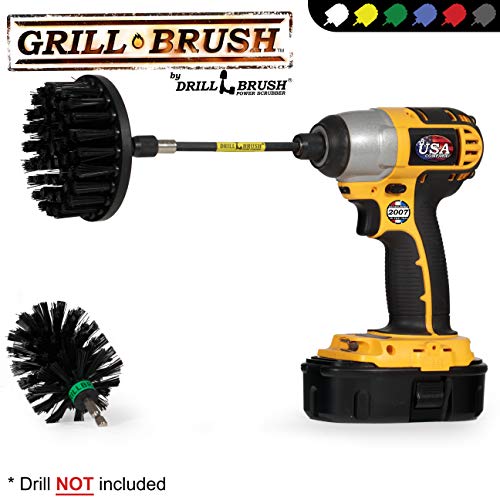 Image of Household Supplies: Grill Brush Drill Set Power Scrubber Kit - Cordless Electric Spin Scrubber for BBQ Cleaning, Fireplace Grates & More - Rust Remover - No-Wire Design Included in Cleaning Tools Set