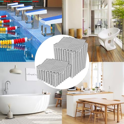 Image of ToLanbbt Modular Interlocking Cushion 36P 11.8 inch x 11.8 inch Interlocking Rubber Floor Drain Holes Non-Slip Splicing Drainage Mats for Deck, Shower, Kitchen, Drain Pool, Sauna Bath, Indoor Outdoor (Grey)