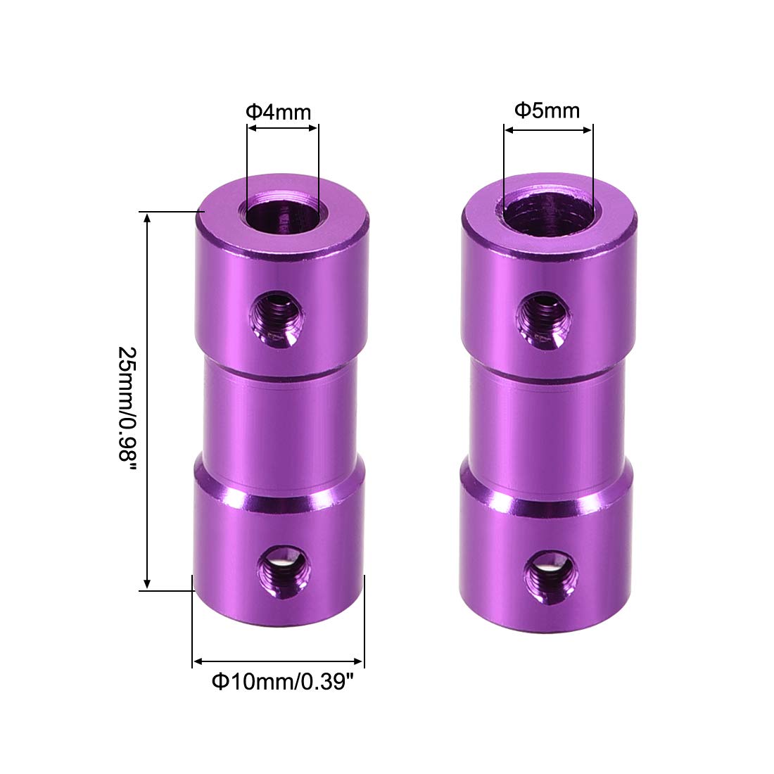 Accouplement Rigide D'Arbre (Coupling) 3,17mm X 3,17mm - Longueur 20mm, Diamètre 12mm - Rouge Alliage Aluminium - Uxcell