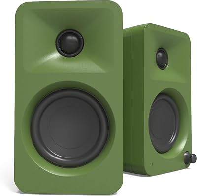Kanto ORA 100W Powered Bi-amp Reference Desktop Computer Speakers w/Bluetooth 5.0 & USB-C | 100 Hz Crossover | Reference Quality Sound | Pair | Moss