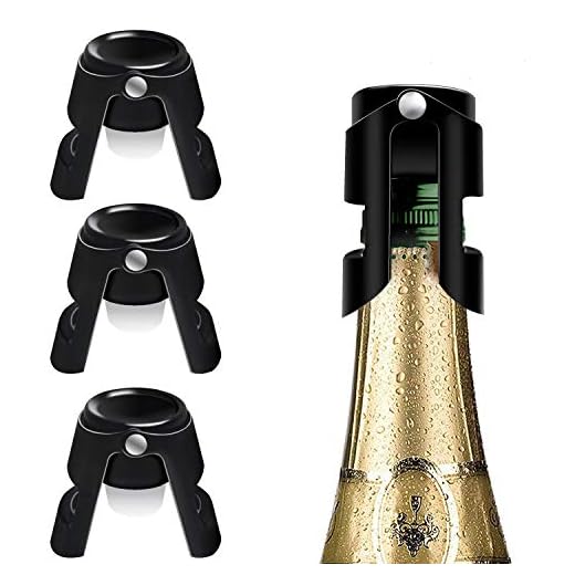 Champagne Stoppers Stainless Steel Black Sealer Stopper 3 Pack for Champagne Cava Prosecco Sparkling Wine No Leaks No Spills Stainless Steel Sparkling Wine Stopper