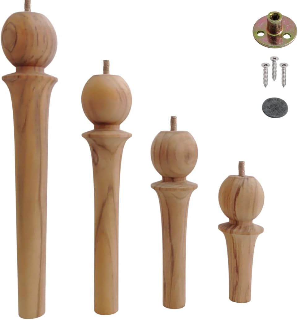 Wooden Legs | Wooden Sofa Leg and Furniture Leg (8 inch) | Teak Wood | Wooden Legs for Sofa, Chairs, Cabinets & Furniture Sanded Finish (8 Inch)