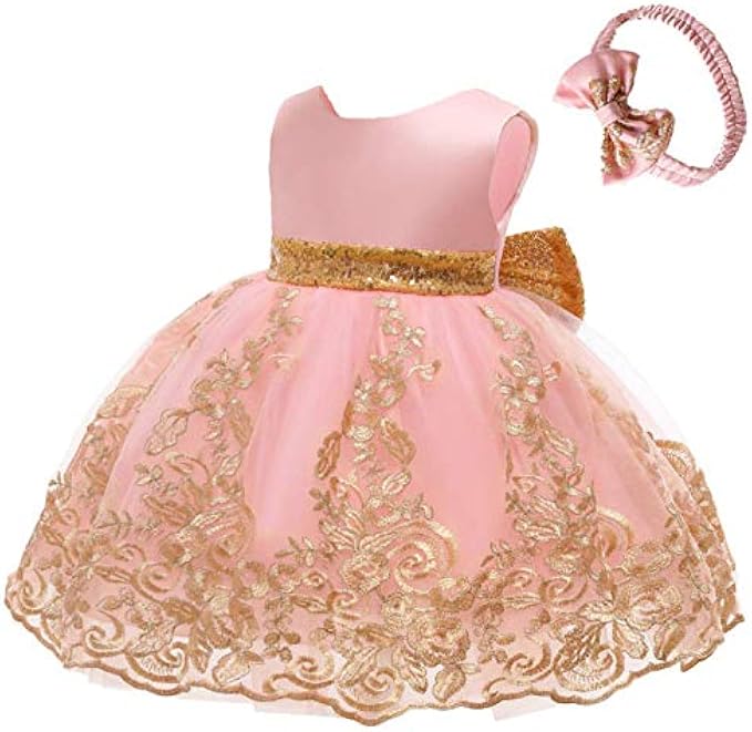 Pageant Bowknot Lace Headwear Party Dress Gown Baby with Dress Girls Embroidery Girls Dress&Skirt